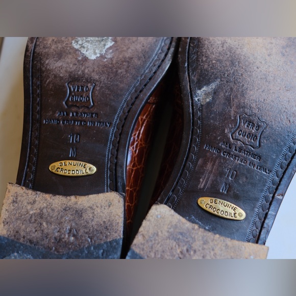 MENS Zelli Tuscany Crocodile Slip-On Cognac Men Size 10 - Picture 8 of 9